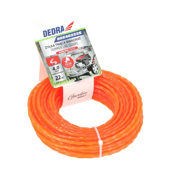 Vágózsinór, négyzetes, csavart, csendes, GARDEN DEDRA 80Z40222S, 4,0 mm x 22 m