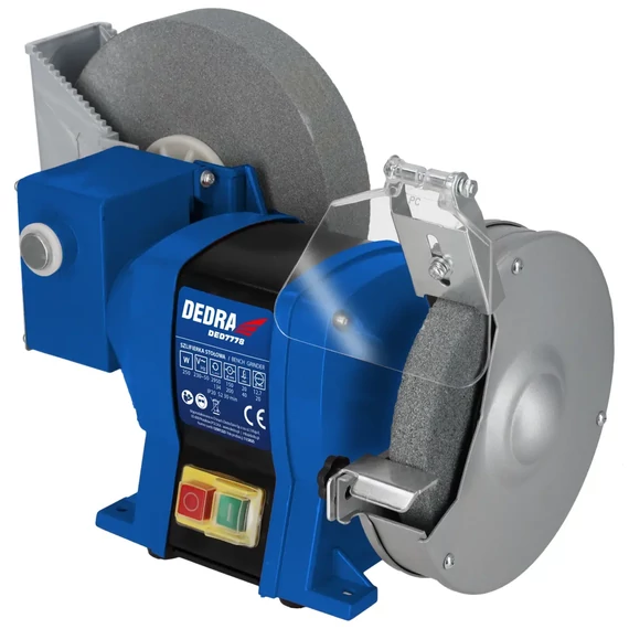 Kétköszörű asztali csiszológép 250W DEDRA DED7778, száraz és nedves munkához, 150x12,7mm/200x20mm
