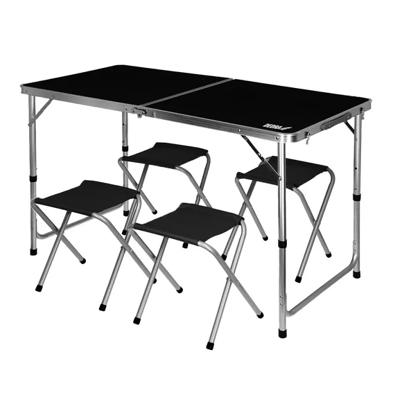 Összecsukható túrasztal DEDRA N1032, 4 székkel kiegészített szett, méretek 120x60x54/60/70 cm