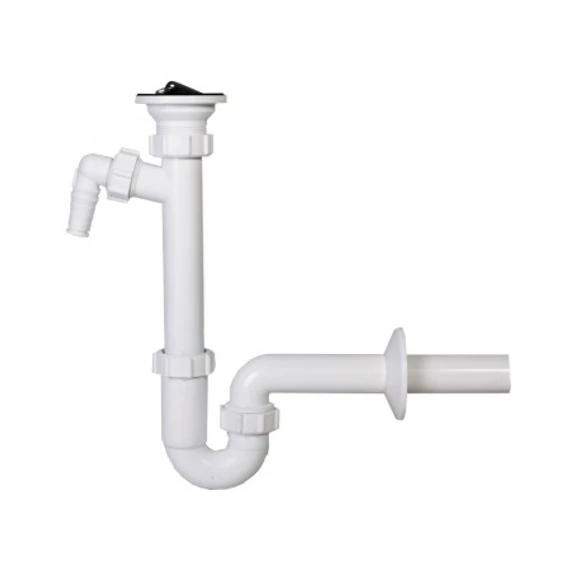 Styron Csőszifon, leeresztőszeleppel, mosógépcsatlakozóval, 32 mm-es elfolyással